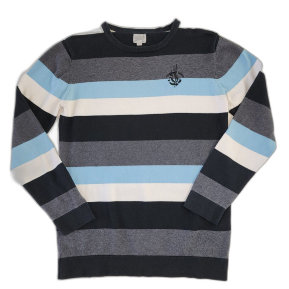 Jiberish Grey, Blue, Black & White Striped Knit Sweater Size M - Picture 4 of 7
